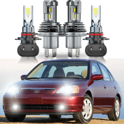 Kit de faros antiniebla LED para HONDA CIVIC 1992-2003 4x 6000K H4+9145 Foto 1 de 4