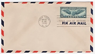 1939 FDC 30c Yankee Clipper Airmail (Scott C24) Envelope Border Error - Image 1 of 2