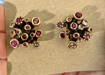 Pendientes Clip Patricia Locke Cristales Oro Rosa Racimo Brutalista ¡¡NUEVO!! 2012 Foto 1 de 4