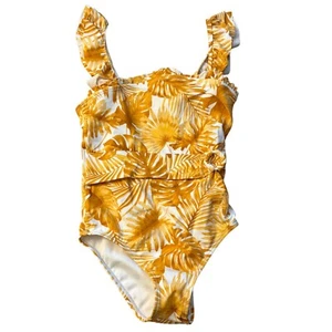Janie And Jack Tropical Leaf Print One-Piece Swimsuit Girls 10 - Picture 1 of 3
