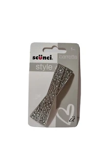 Scunci Barrette Style Hair Clip Silver Diamonds - Picture 1 of 2