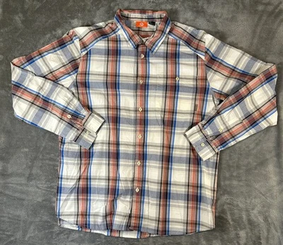 Merrell xxl shirt plaid Button Up Long Sleeve 2Xl multi Color Orange Blue White - Image 1 of 4