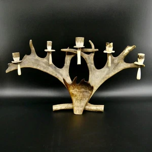 Vintage Antler Scandinavian Sámi Moose Candelabra 1960s Lodge Decor - Picture 1 of 10