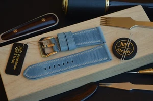 26 mm Cinturino artigianale Pam Italy pelle blu vintage leather strap handmade - Picture 1 of 19