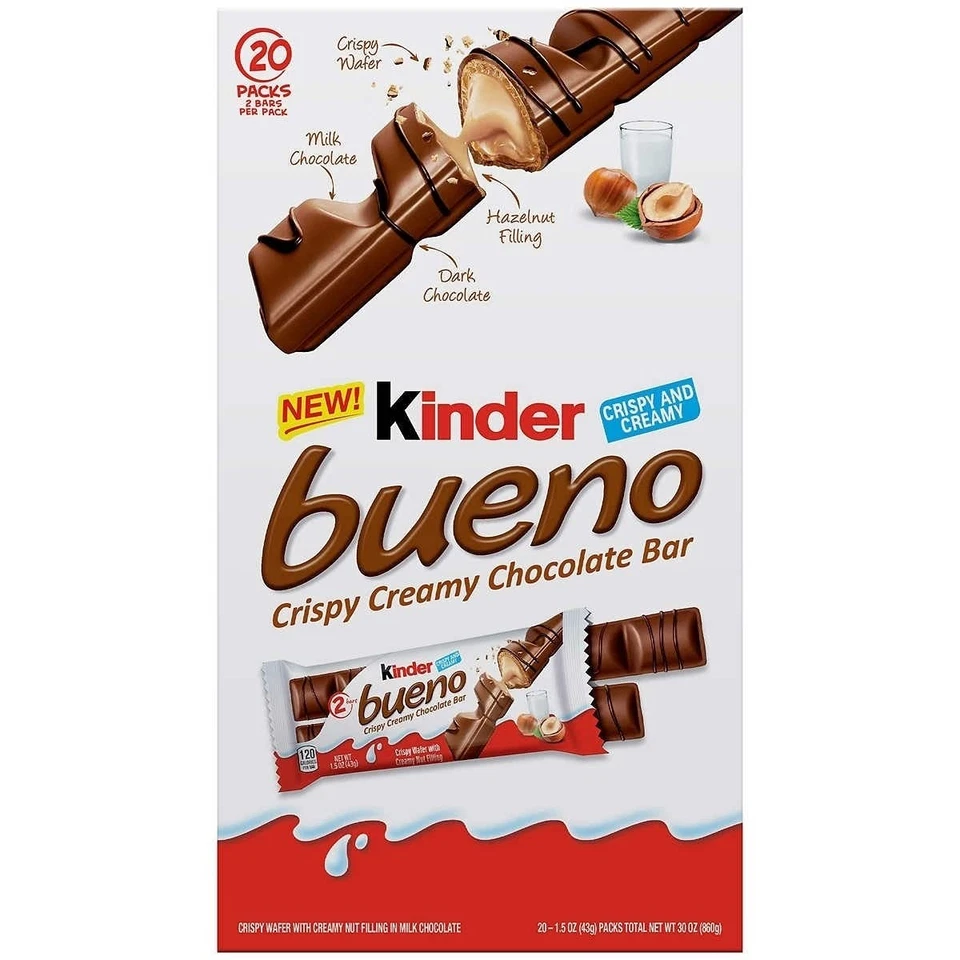 Barra de chocolate cremosa crujiente KIND Kinder Bueno, 30 OZ Foto 1 de 2