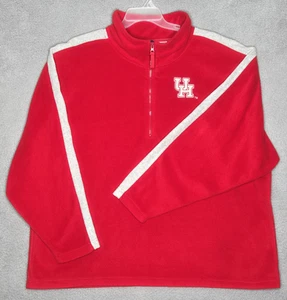 Houston Cougars Fleece 1/4 Zip Pullover Jacket - Men's 2XL - Red Gray - Pockets - Picture 1 of 9