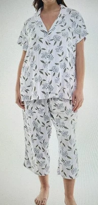 NUEVO Conjunto de pijama Croft & Barrow para mujer talla 4X pantalones capri wonderluxe salón floral Foto 1 de 4
