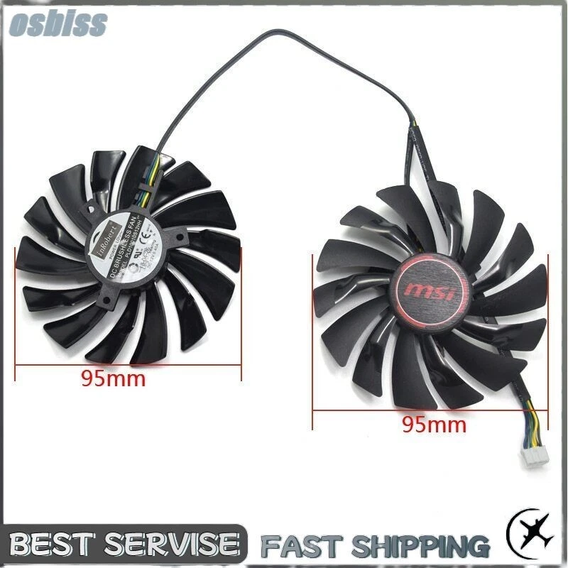 GAMING Dual Fan PLD10010S12HH 4Pin 12V 0.40A R189a 95mm MSI GTX950 GTX960 GTX970 - Image 1 of 1
