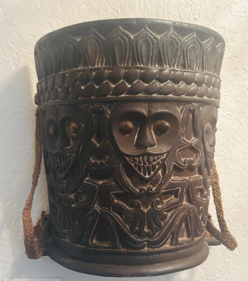 Beautiful Borneo, Kenyah Dayak Intricate Carved Wood Ba', Baby Carrier w/ Straps - Image 1 of 4