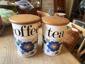 Tarros de almacenamiento de té y café Crown Devon Mary Quant vintage años 60/70 botes - Imagen 1 de 9