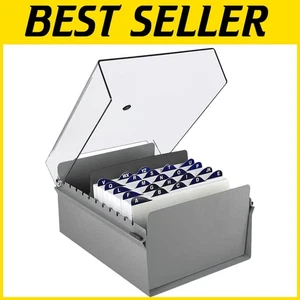Caja organizadora de tarjetas duradera de 5 X 8 con tapa transparente y divisores alfabéticos incluidos - Imagen 1 de 9