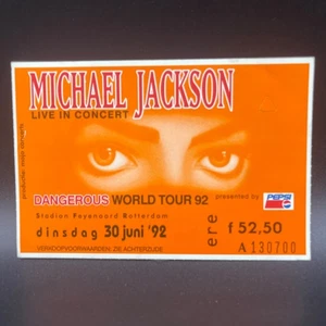 Talón de boleto de concierto de Michael Jackson, 30 de junio de 1992, estadio Feyenoord - Imagen 1 de 2