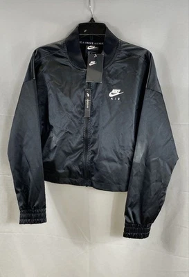 NWT Nike Air Black Satin Track Full Zip Jacket Women's M BV4779 - Image 1 of 4