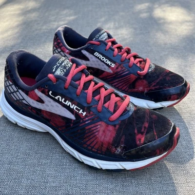 Zapato para correr Brooks Launch 3 para mujer talla 7 mediano azul marino rosa blanco Foto 1 de 4
