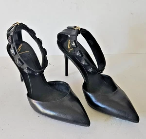 Brian Atwood Mercada Genuine Leather Pyramid Stud Ankle Strap High Heels SZ8 - Picture 1 of 6