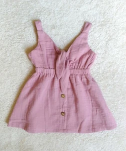 Pink Cotton Dress Bow Knot Tie Front Baby/Toddler 2 Years Old - Picture 1 of 6