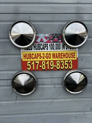 1960-62 Ford Galaxy Fairlane 500 10.5  Inch Poverty Hubcaps Set 4 Hipo Dog Dish - Image 1 of 4