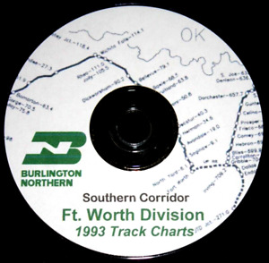 Burlington Northern 1993 So.Cor Ft Worth Division Track Charts PDF Pages on DVD