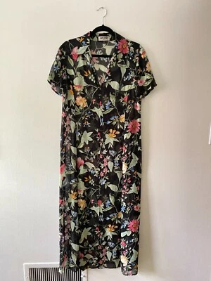 VTG 90s Kasper Sheer Botanical Floral Maxi Dress Boho Fairy Spring Size 12 - Image 1 of 4