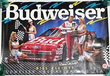 Vintage NASCAR Budweiser Racing Team Bill Elliott & Bud Girls Poster 28" x 20"