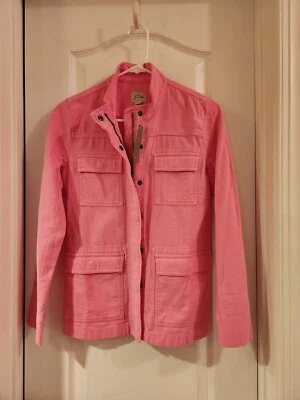 NUEVO CON ETIQUETAS J. Chaqueta Militar Teñida Crew Garment Brillante Azalea Rosa XXS Foto 1 de 4