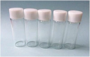 10pcs 5ml New Clear Glass Bottles & Black or White Plastic Lid Small Bottle - Bild 1 von 3