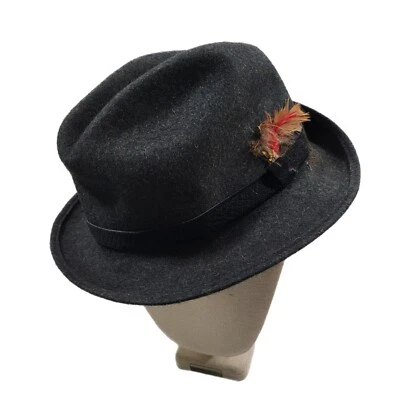  Vintage Pendleton 100% Virgin Wool  Fedora Hat Gray Size Large 8.5 - 9.5 USA  - Image 1 of 4