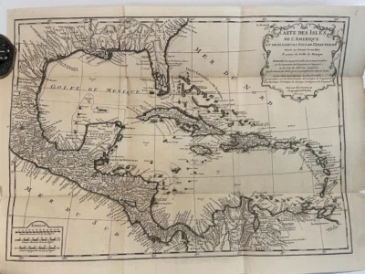 2 America Island Maps by Jean Baptist Anville Circa 1730 Hispaniola Mexican Gulf - Image 1 of 4