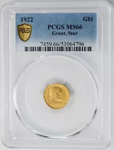1922 $ Gold Grant Dollar Star MS66 Secure PCGS 949514-25 - Picture 1 of 4