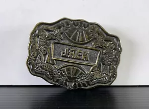 Vintage JACK - Brass Belt Buckle - Oden Inc. Embossed Name Buckle - Picture 1 of 2