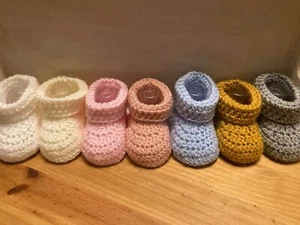 Handmade Crochet Baby First Shoes Girl Baby Boy Booties Shoes Casual Slippers - Picture 1 of 15