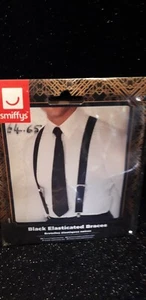 Mens Black Braces 1920s Gatsby Peaky Blinder - Picture 1 of 1