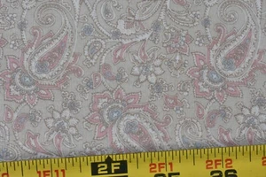 26" Long, Vintage, Pastel Floral Paisley on Tan Cotton, Concord, Kessler, P9576 - Picture 1 of 6