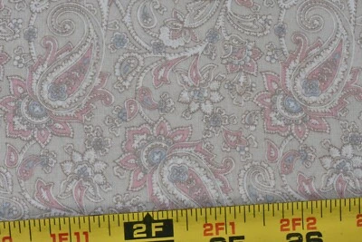 26" Long, Vintage, Pastel Floral Paisley on Tan Cotton, Concord, Kessler, P9576 - Image 1 of 4