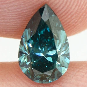 Pear Shape Diamond Fancy Blue Color Real 1.00 Carat VS2 Certified Enhanced Loose - Picture 1 of 8