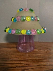 Round glass Mushroom Ornament Statue handmade Outdoor/indoor Garden Art - Picture 1 of 2