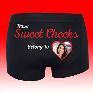 These Sweet Cheeks Personalised Photo Boxers- Funny Joke Valentines Present Gift - Picture 1 of 8