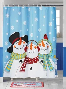 Frosty and Friends Snowman Christmas Holiday Shower Curtain - Picture 1 of 1