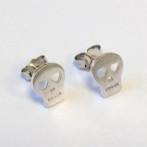 Calavera de Azúcar - Halloween - Ojos de Corazón - Coco - Pendientes - Plata de Ley 925 Sólida - Imagen 1 de 3
