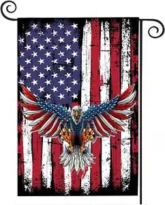 Double-Sided 12x18" Patriotic Eagle Garden Flag for 4th of July Decor - Picture 1 of 12