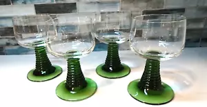 Set of 4 VTG Green Beehive Stem Glasses Goblet - Picture 1 of 4