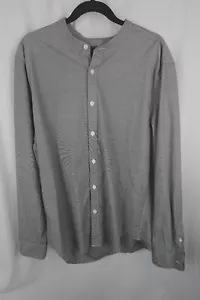 Abercrombie & Fitch Men's Gray Band Collar Button Down Shirt XXL - Picture 1 of 14