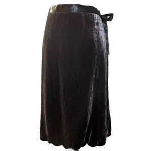 Garnet Hill Soft Silk Shimmery Brown Crushed Velvet Skirt Size 8P Fairy Goth - Picture 1 of 10