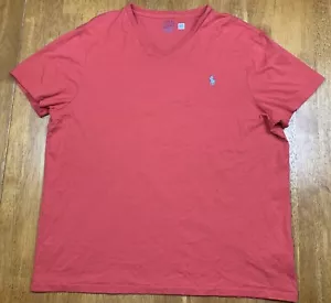 Polo Ralph Lauren Custom Slim Fit Damen XL rot V-Ausschnitt T-Shirt hellblau Pony - Bild 1 von 7
