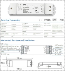 0/1-10V AC Triac Dimmer Push Switch Controller RF Remote Control for Lamp Lights - Picture 1 of 11