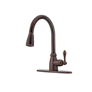 Canton Single-Handle Pull-Down Sprayer Kitchen Faucet In Rustic Bronze - Picture 1 of 4