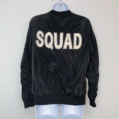 Chaqueta Bomber Mujer L Negra SQUAD Cortavientos Manga Larga Foto 1 de 4