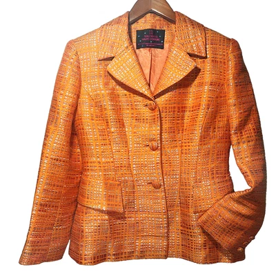 Blazer De Colección Años 90 Max Nugus Alta Costura Tejido Naranja Talla S-M Elegante Oficina Ciudad Lujo Foto 1 de 4