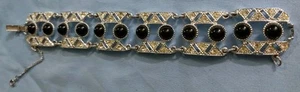 Vintage Costume Jewelry Sarah Coventry “Black Reflections” Silver Tone Bracelet - Picture 1 of 8