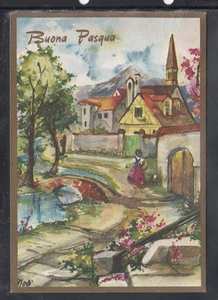 Cartolina Buona Pasqua Paese di Montagna illustratore Modì ZBD1154 - Picture 1 of 1